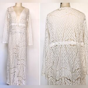 Y2K Lace Duster Jacket Long Duster Dress Jacket - White Lace Duster Layering